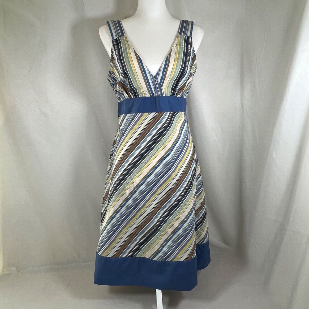 Patagonia Striped Empire Waist Surplice Sundress Size 10 Organic Cotton Blend